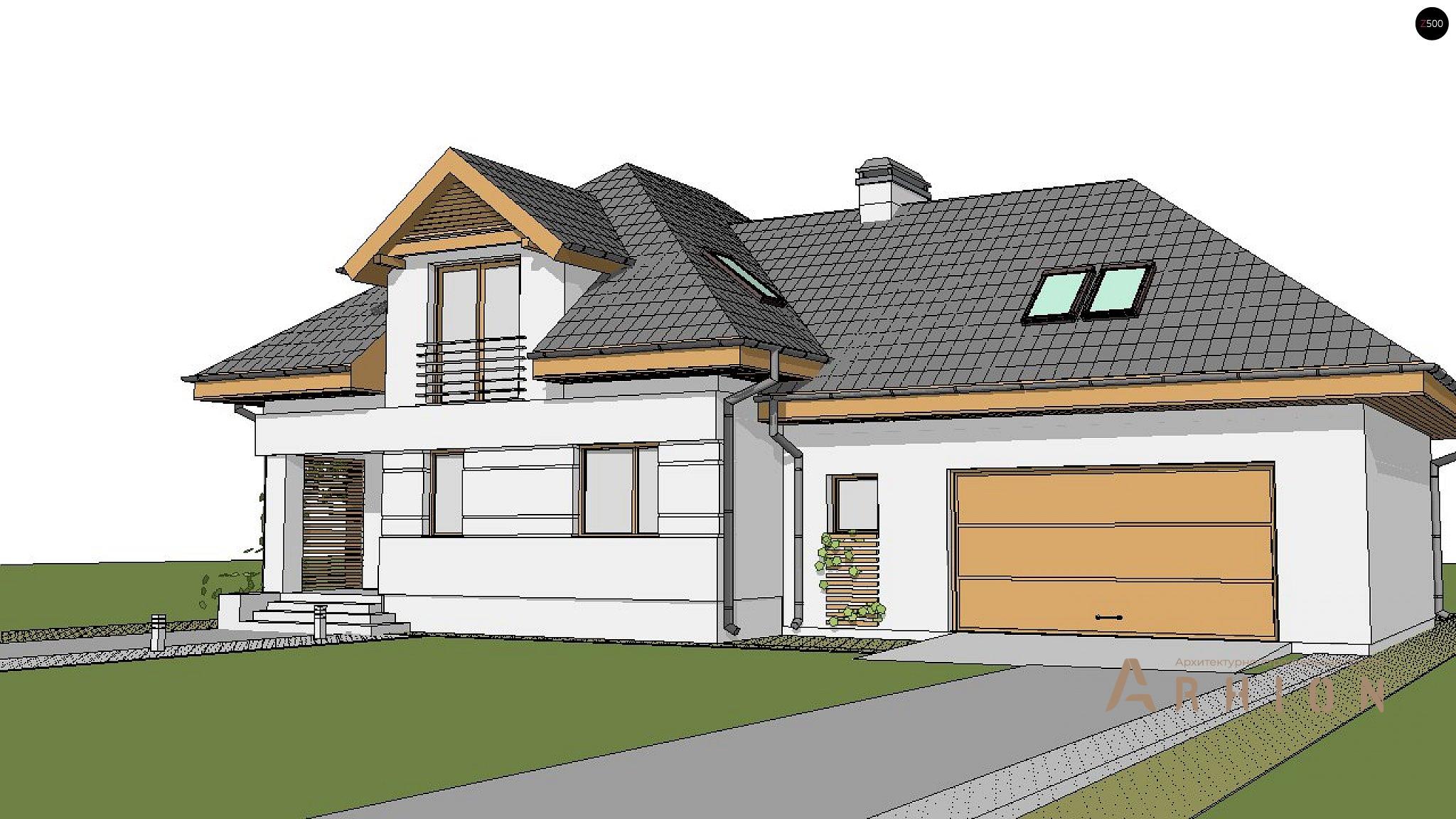 15. Проект одноэтажного дома в европейском стиле с четырехскатной, Z284 GP2, площадью - 211 кв c мансардой, терассой, балконом, гаражом